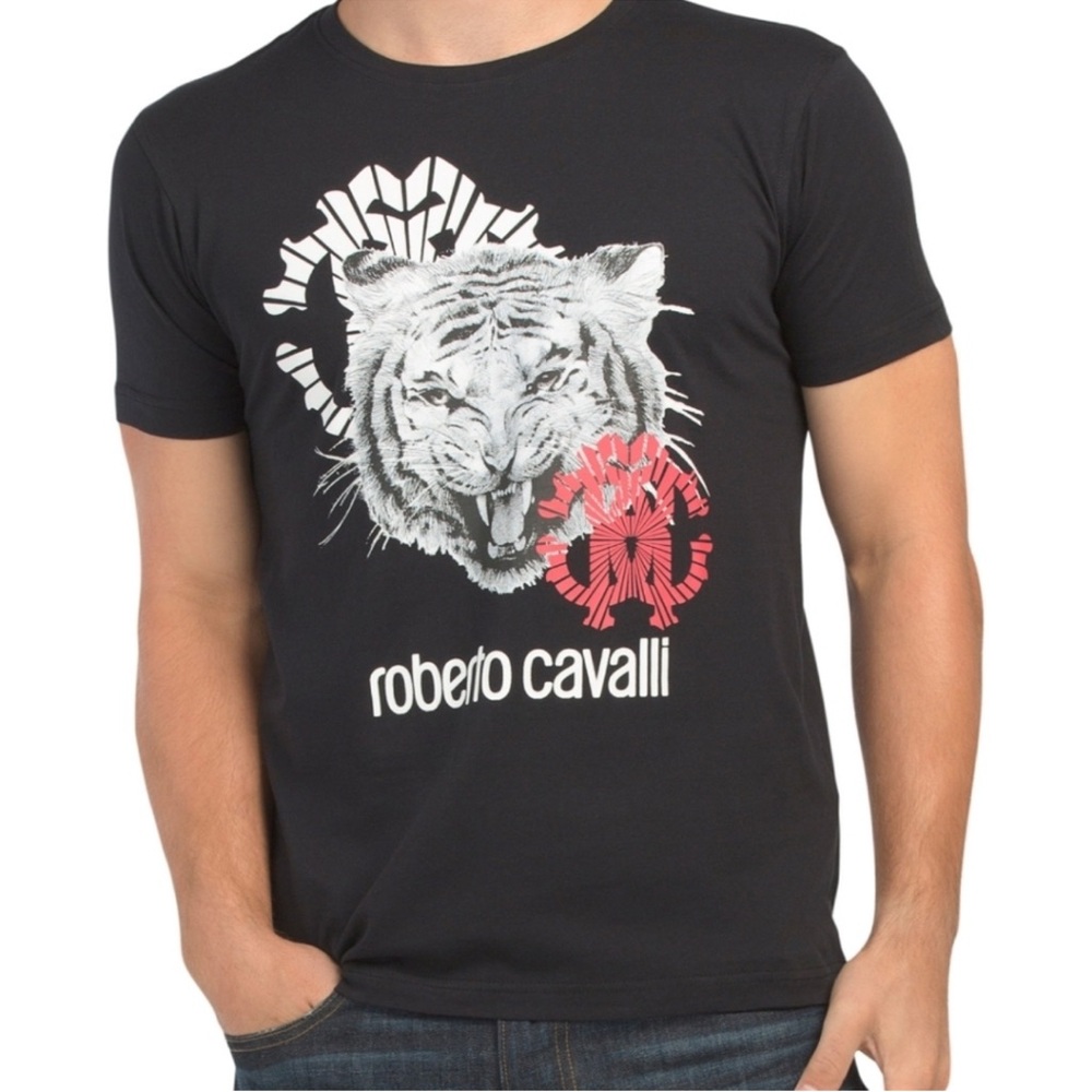 NEW Roberto Cavalli Tiger Logo Print T-shirt
